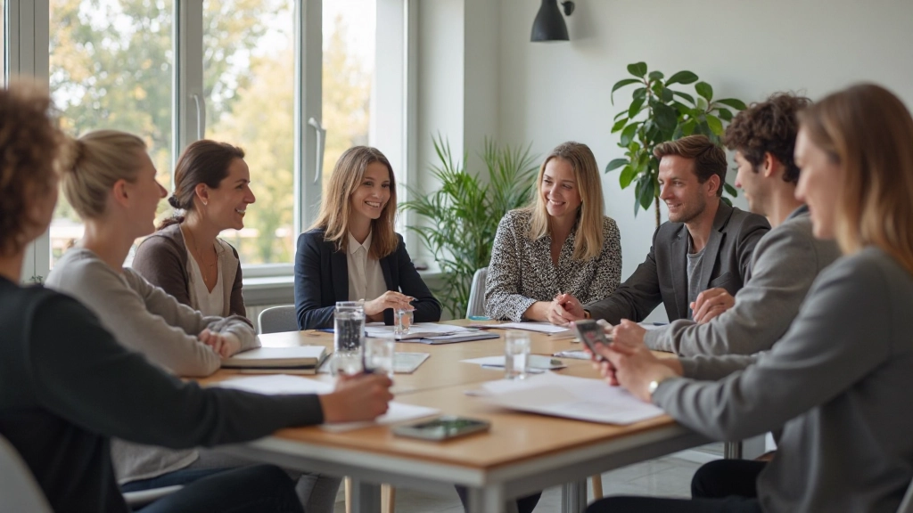 Groep expats in conversatieles Nederlands